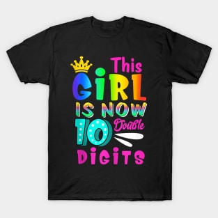This Girl Is Now 10 Double Digits 10th Birthday T-Shirt
